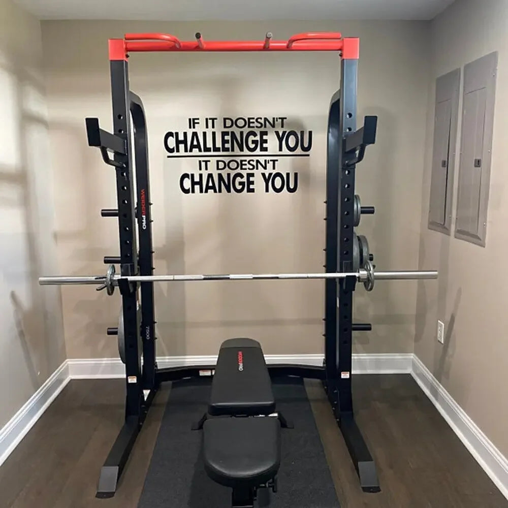 Gym Wall Decal Poster Motivational Quote If It Doesn't Challenge You It Doesn't Change You Vinyl Sticker Fitness Workout P337