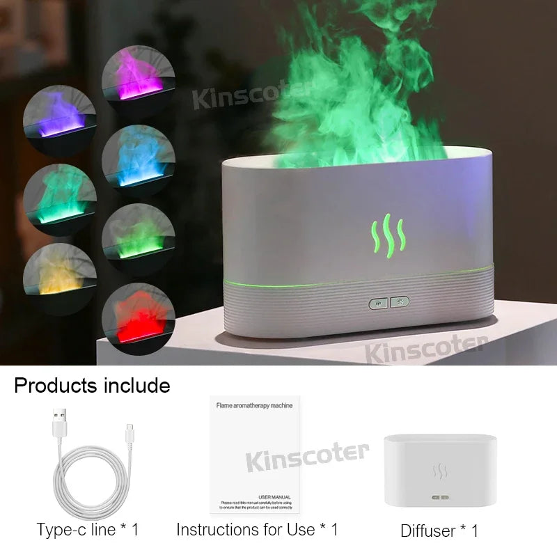 Aroma Diffuser Air Humidifier Manufacturer Cold Mist Ultrasonic Fogger Essential Oil Led Flame Lamp Diffuser