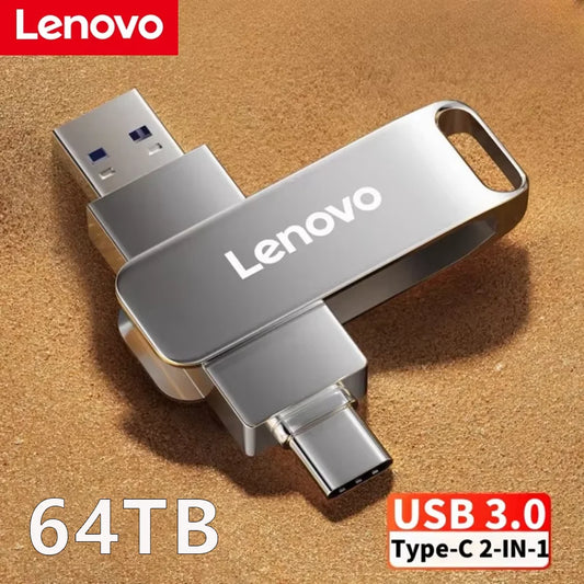 Lenovo 64TB USB Memories Type-c 2-In-1 USB 3.0 Flash Drive 8TB 16TB OTG Pendrive 128GB High Speed Flash Disk 256GB For Computer