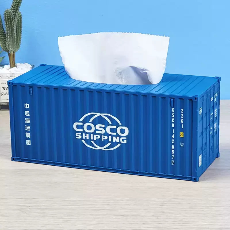 Creative Docker Shipping Container Model Tissue Box Mini Container Model Creative Plastic Living Room Facial Tissue Holder