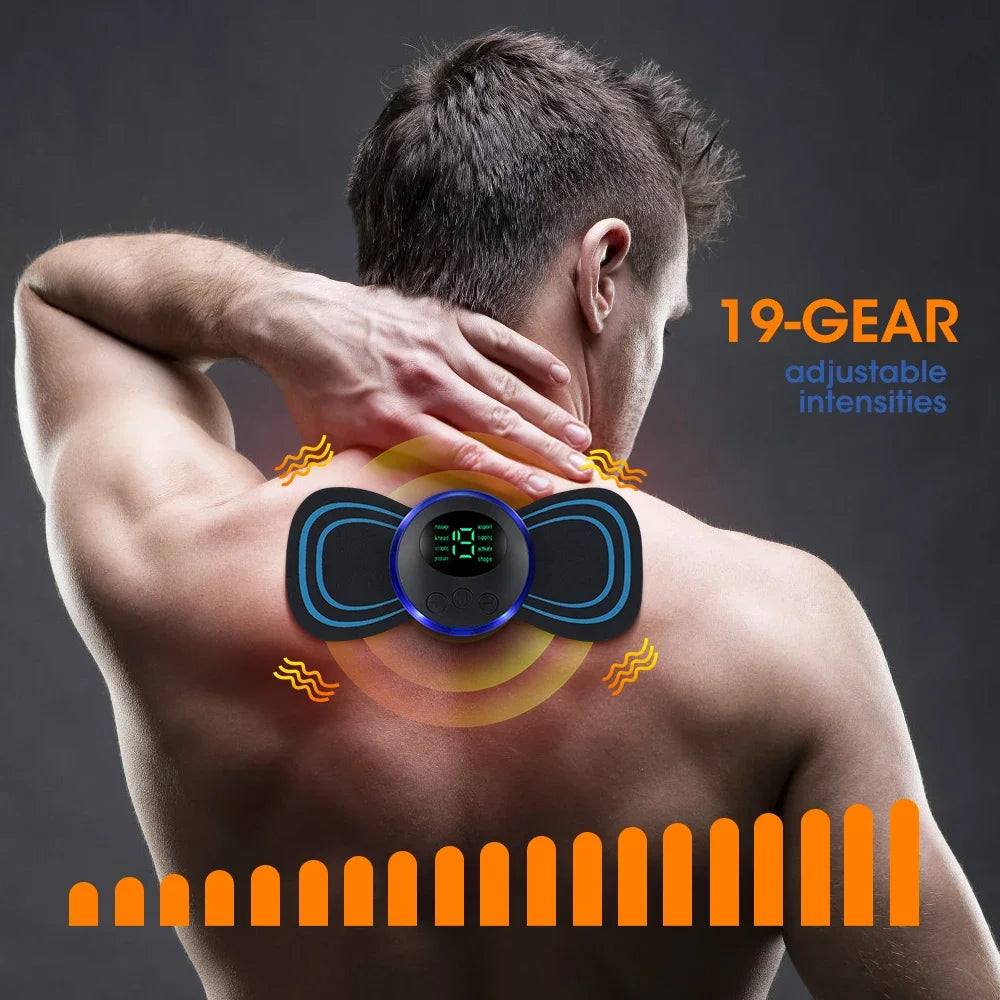 Smart Electric Neck Massager Set Cervical Patch 8 Modes 19 Levels Intensity Portable Home Use Massage Tools for Relieve Fatigue