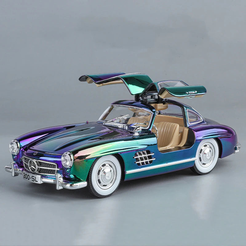 1:24 Scale Car Model Mercedes Benz 300SL Alloy car Model Classic Vintage Diecast Metal Sound Light Collecties Childrens Toy Gift