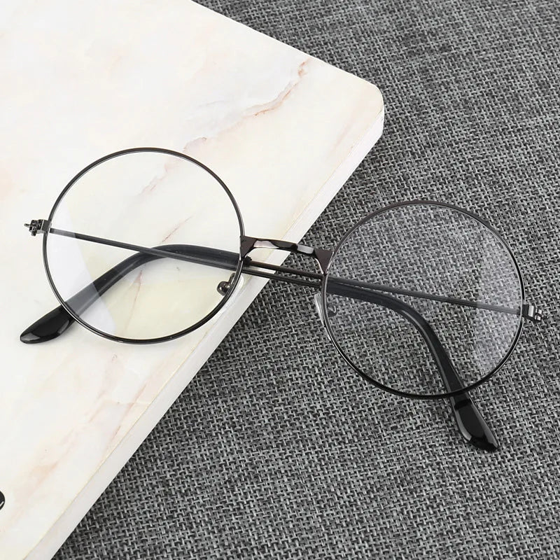 Men And Women Retro Round Blue Light Computer Mirror Reading Playing Games Eye Protection Decorative Glasses