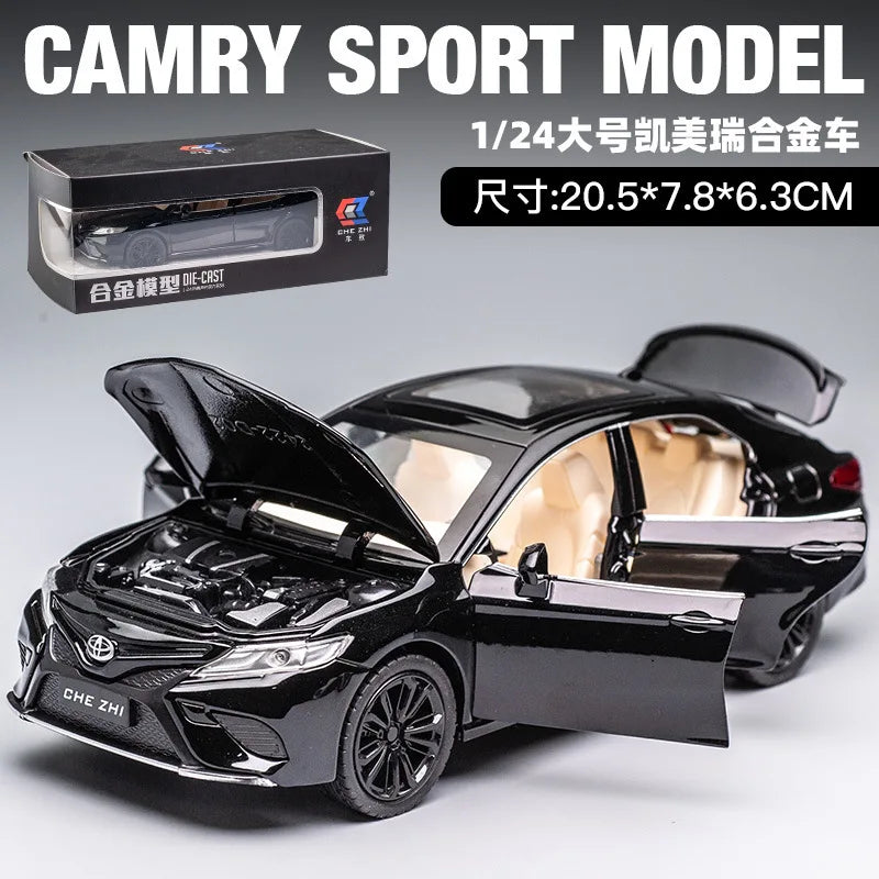 1:24 Toyota Camry Alloy Car Model Toys Metal Diecast High Simulation Strong Vehicle Model Sound Light Toy For Boys Birthday Gift