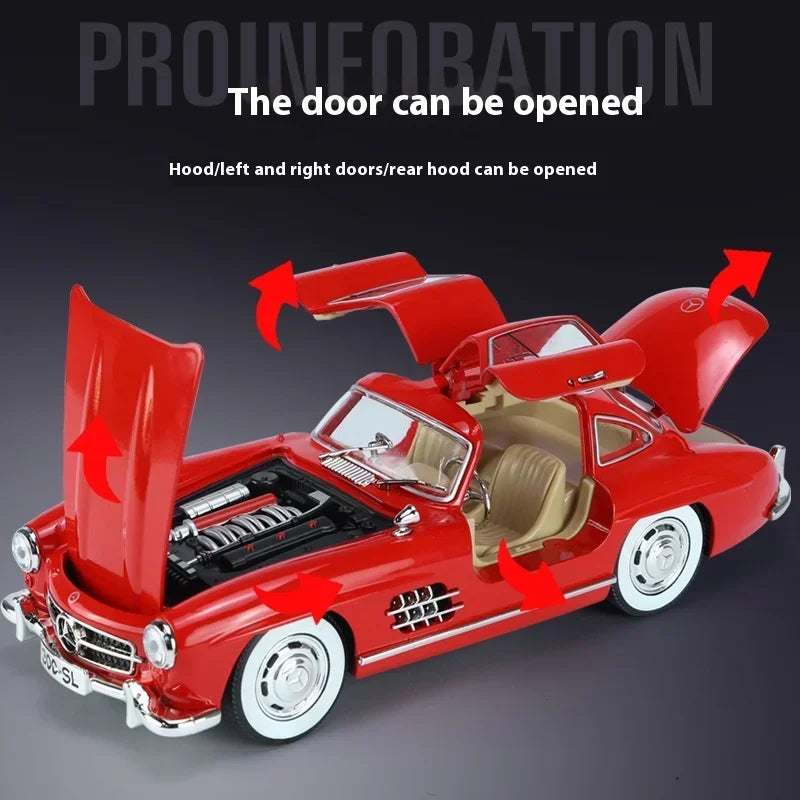 1:24 Mercedes-Benz 300SL 1936 Classic Car Alloy Diecast Car Model Sound Light Children's Toy Collectibles Hobbies Birthday Gifts