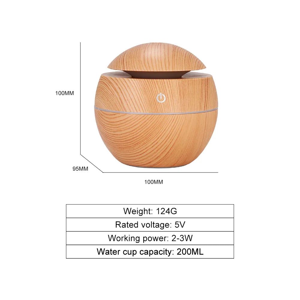 Humidifier Electric Air Aroma Diffuser Wood Ultrasonic Air Humidifier Essential Oil Aromatherapy Cool Mist Maker for Bedroom