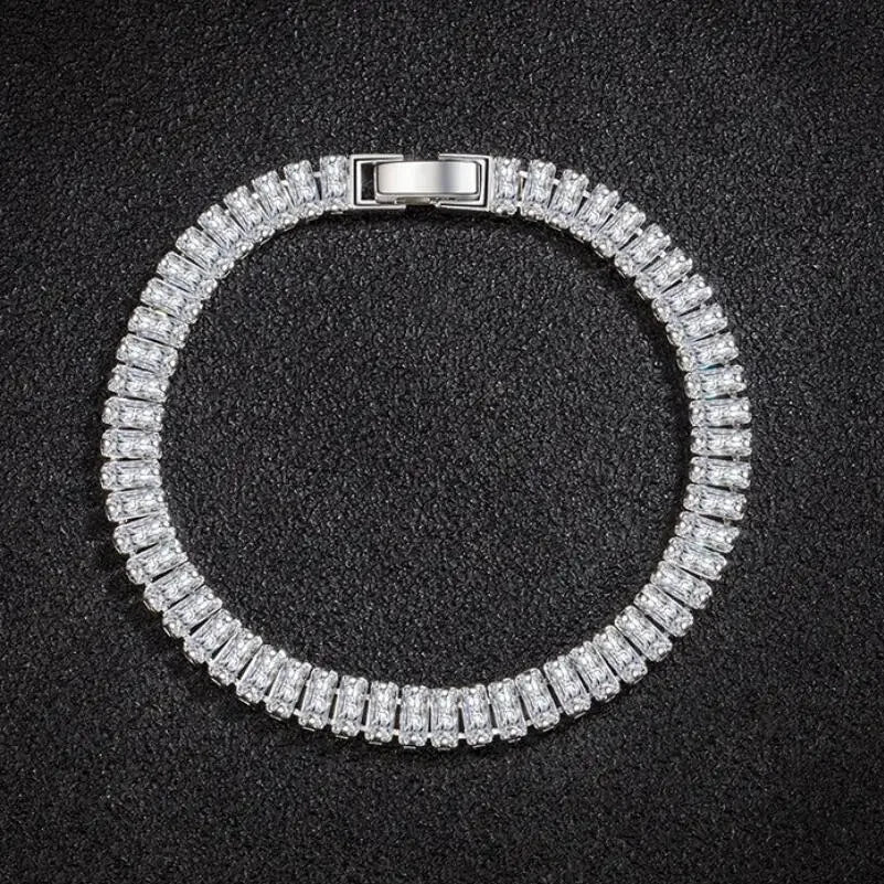 New 925 Sterling Silver Bracelet Elegant Zircon Crystal Fine Jewelry For Women Girl Engagement Wedding Glamour  18CM