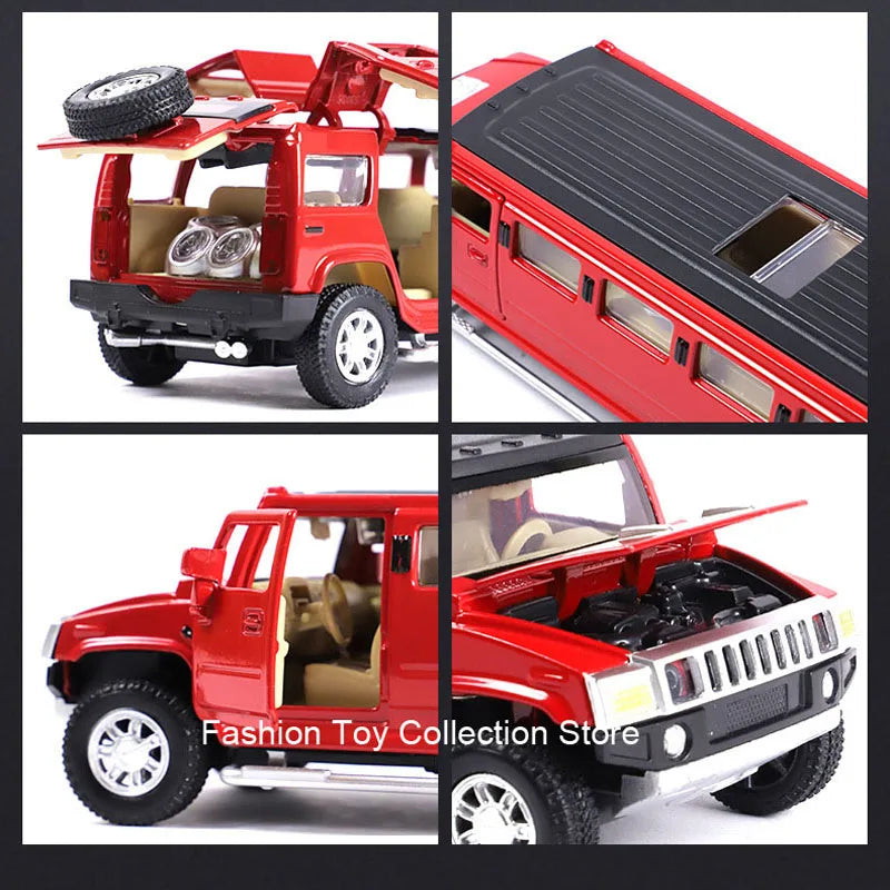 1: 32 Hummar Alloy Car Model High Simulation Diecasts Toy With Sound and Light Pull Back Vehicles Decoration Toys For Kids Gift