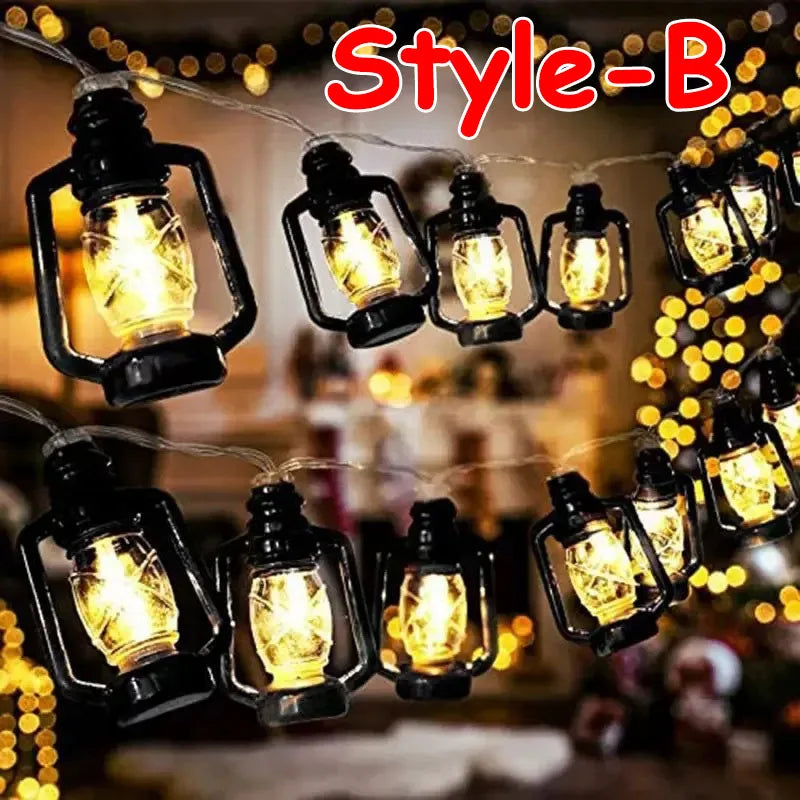 Ramadan Decoration Plastic Lantern Led String Lights Ramadan Kareem Decor Eid Mubarak Gift Al-Fitr Eid Festival Party Supplies