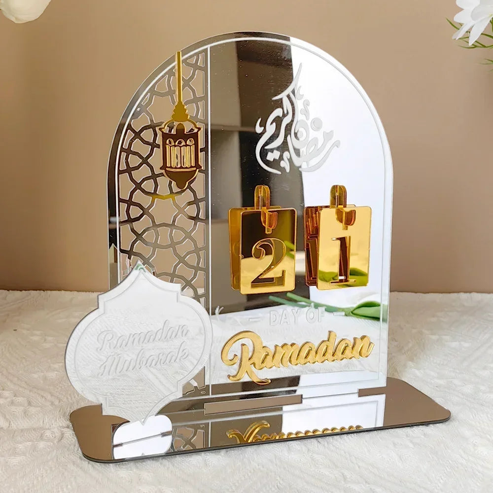 Acrylic Ramadan Countdown Calendar Gifts Day of Ramadan Calendar with Replacing Number 2025 Eid Mubarak Home Decoration Ornament