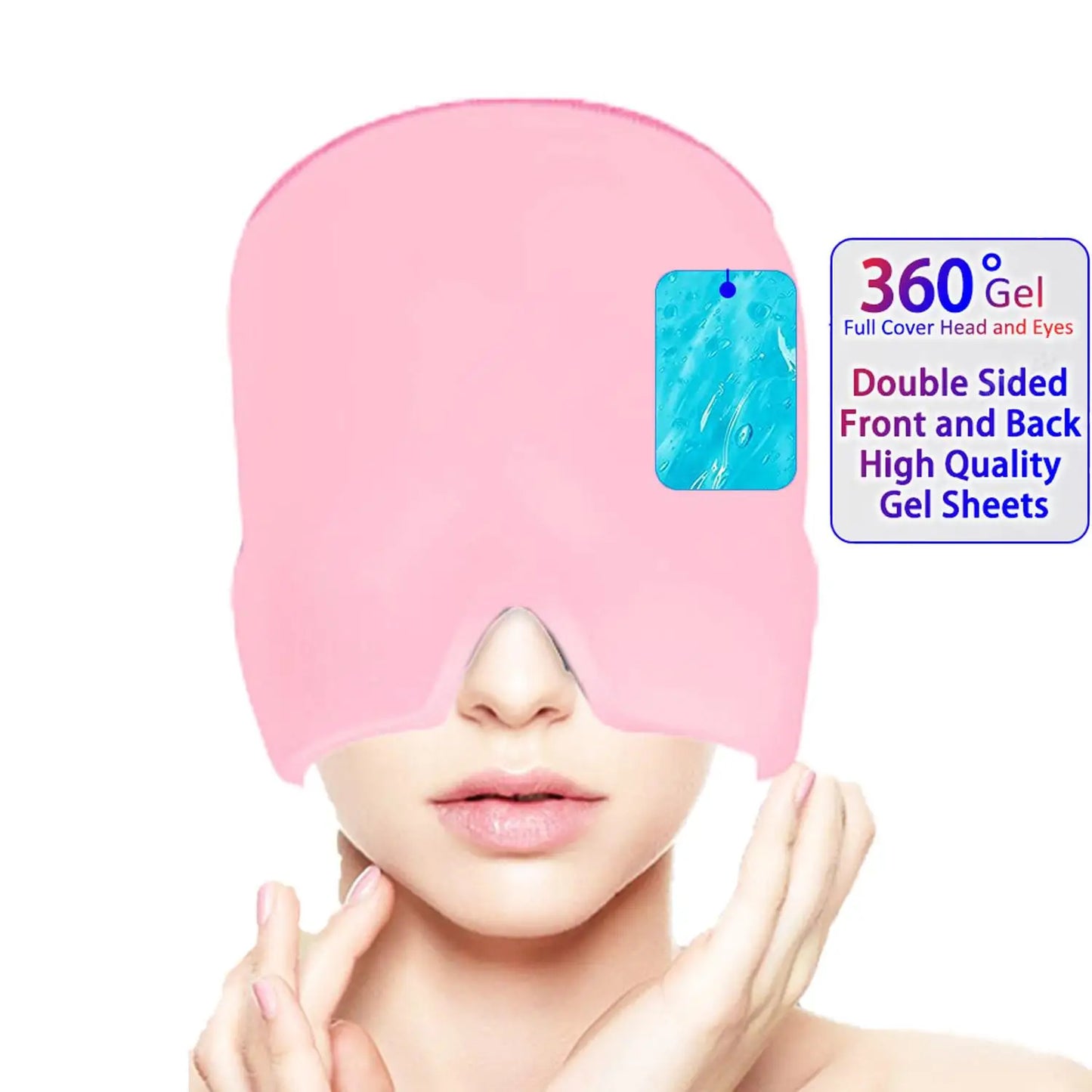 Migraine Headache Hat Head Eye Coverage Gel Hot Cold Therapy Headache Migraine Relief Cap Pressure Pain Relief Head Massage