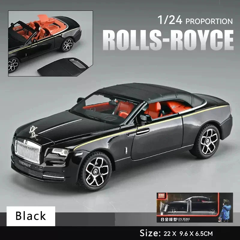 1:24 Rolls Royce Dawn Car Model Simulation Alloy Convertible Sports Car Sound And Light Pull Back Toy Car Boy Collection Gift