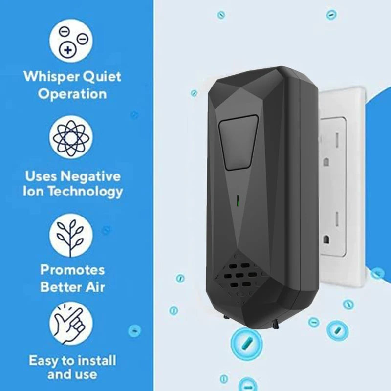 Mini Plug-in Air Purifier with Negative Ion Generator for Home Office and Pet Rooms - Improves Air Quality and Odors