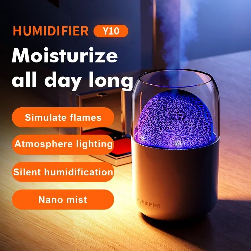 Mini Humidifier USB Volcano Humidifier Atomizer with Atmosphere Light Mute Humidifier Creative Gift Humidifier Spray Machine