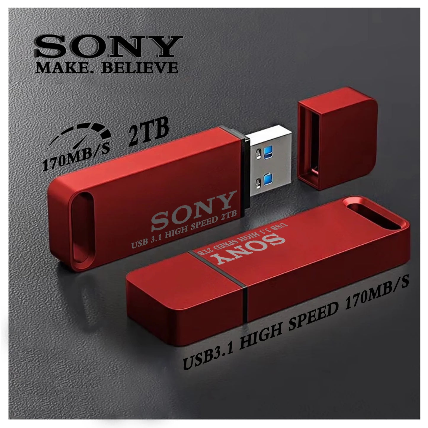 SONY High Speed PenDrive 2TB USB Flash Drive 1TB Metal Pendrive 512GB 256GB Portable Memoria USB Stick For Xiaomi Phone