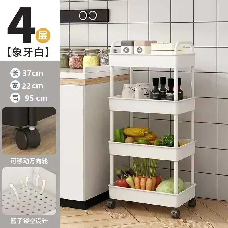 2025 4/5 layer Multi-Layer Trolley Rack Kitchen Floor Bedroom Baby Snacks Mobile Bathroom Bathroom Storage Storage Rack