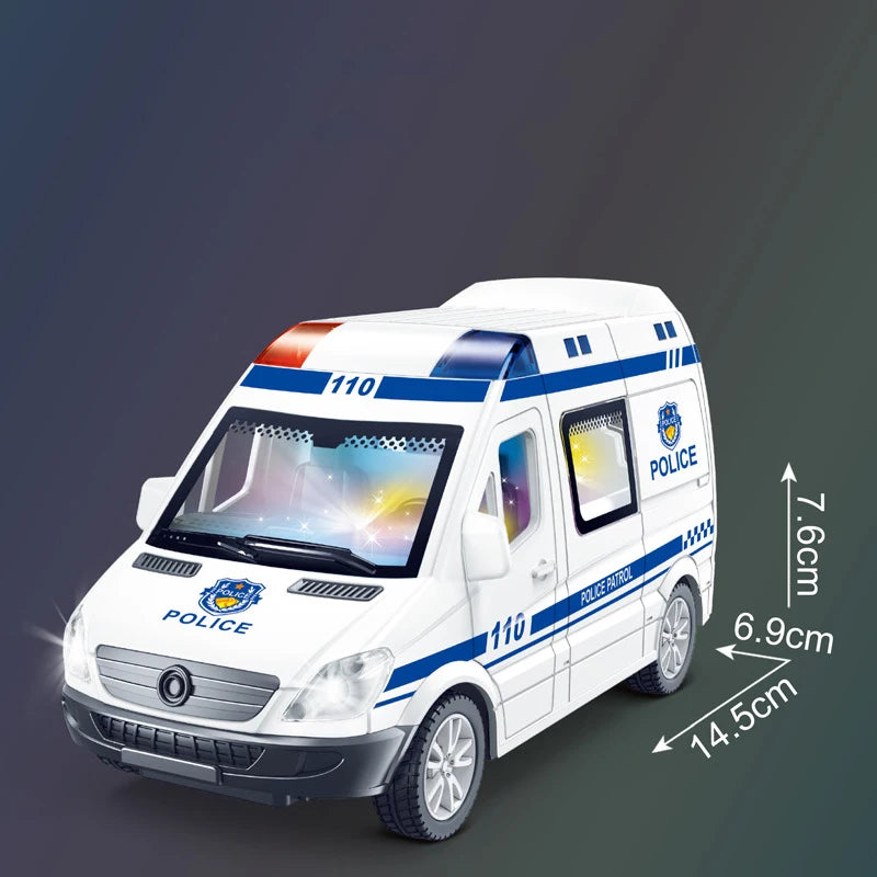 Children With Music And Lights Simulation Police Car Inertia Car Toy Model Boys Police Car 120 Ambulance Toy Children's Gifts