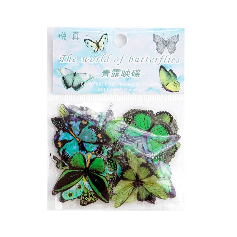 40Pcs/Pack Butterfly Series Stickers Art Collage Junk Journal DIY Scrapbooking PET Waterproof Craft Aesthetics Stickers Decor