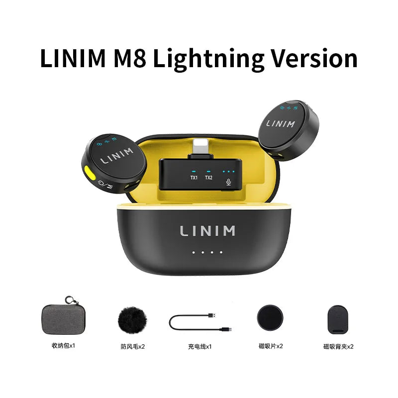 LINIM M8 Wireless Lavalier Microphone for iPhone Camera Type-C Noise Cancellation 23H Battery for Vlog Interview Live Streaming