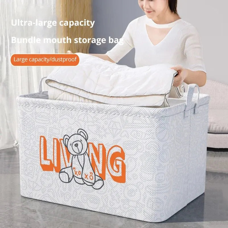 1pc Household Foldable Clothes and Sundries Storage Bag Wardrobe Organizing and Storage (Small Size No Pattern)