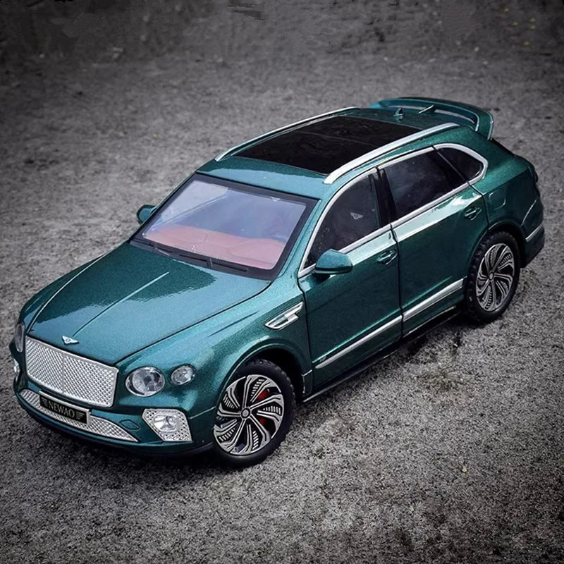 1:24 Bentayga SUV Alloy Luxy Car Model Diecast Metal Toy Vehicles Car Model High Simulation Sound and Light Collection Kids Gift