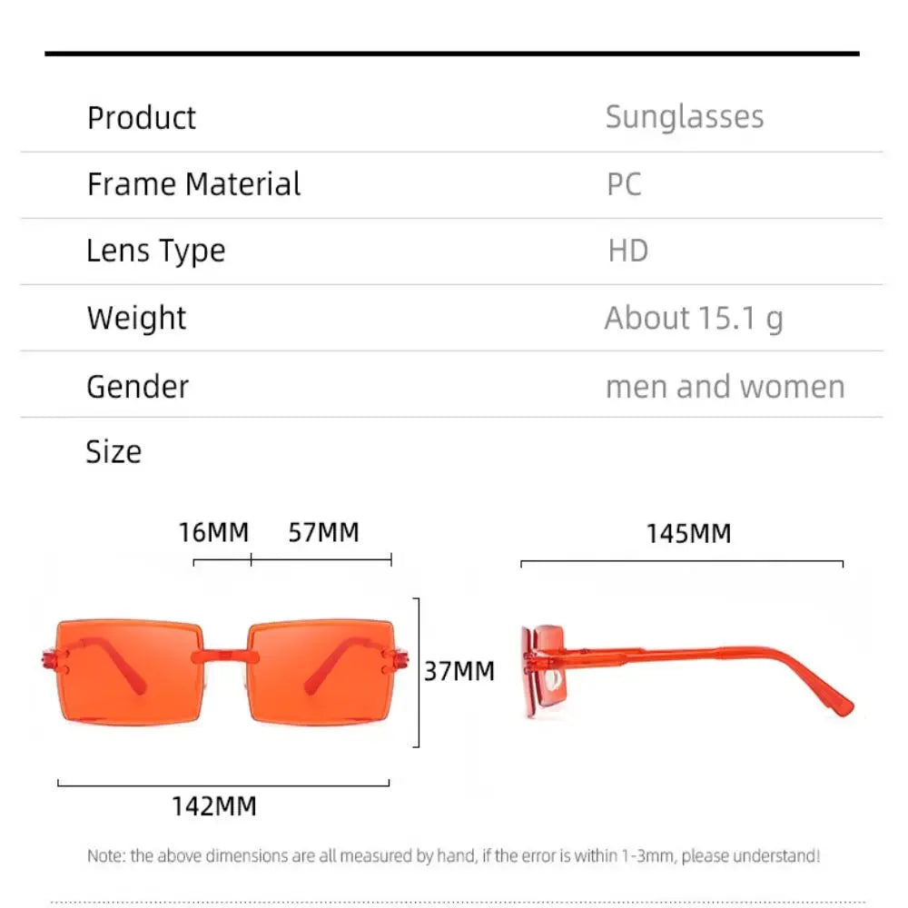 Trendy Rimless Sunglasses UV Protection Men Women Fashion Frameless Rectangle Sun Glasses Retro Shades Summer Traveling Eyewear