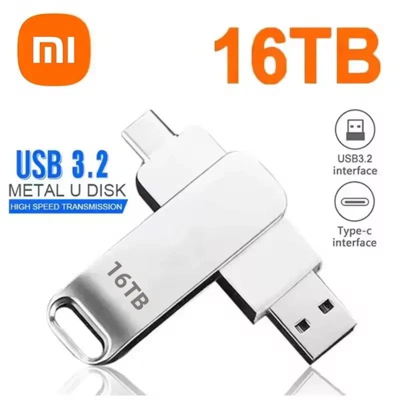 Xiaomi 16TB USB 3.2 Flash Drives High Speed Transfer Metal Pendrive Memory Card Pendrive Flash Disk Memoria Waterproof Stick