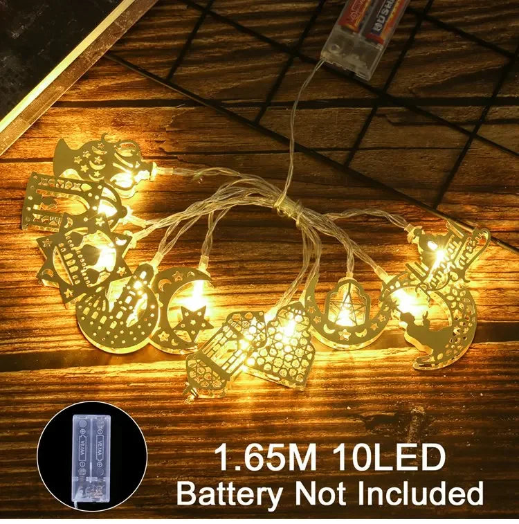 Eid Mubarak Moon Star Led String Lights Ramadan Decoraion for Home 2025 Ramadan Kareem Muslim Islam Al Adha Party Supplies