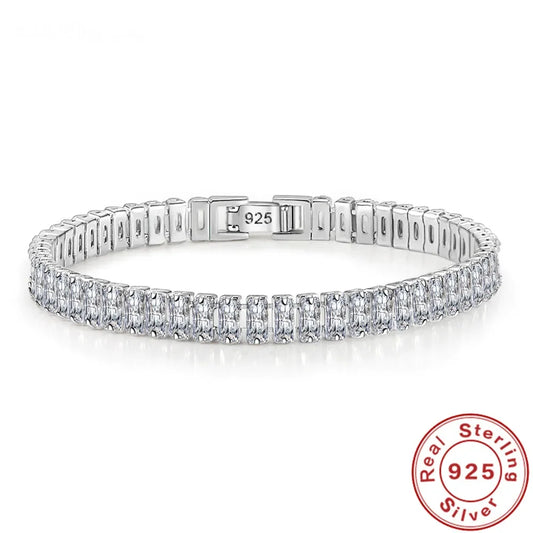 New 925 Sterling Silver Bracelet Elegant Zircon Crystal Fine Jewelry For Women Girl Engagement Wedding Glamour  18CM