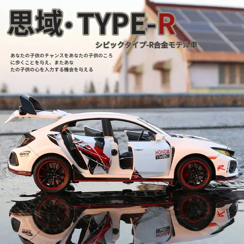 1:32 HONDA CIVIC TYPE-R Alloy Car Model Diecasts & Toy Vehicles Metal Sports Car Model Sound and Light Collection Childrens Gift