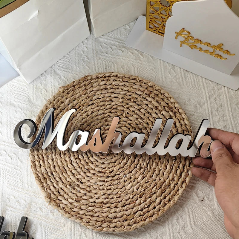 Ramadan Bismillah Acrylic Wooden Ornament Eid Mubarak Home Decoration Islamic Muslim Party Supplies Alhamdulillah Mashallah 2025