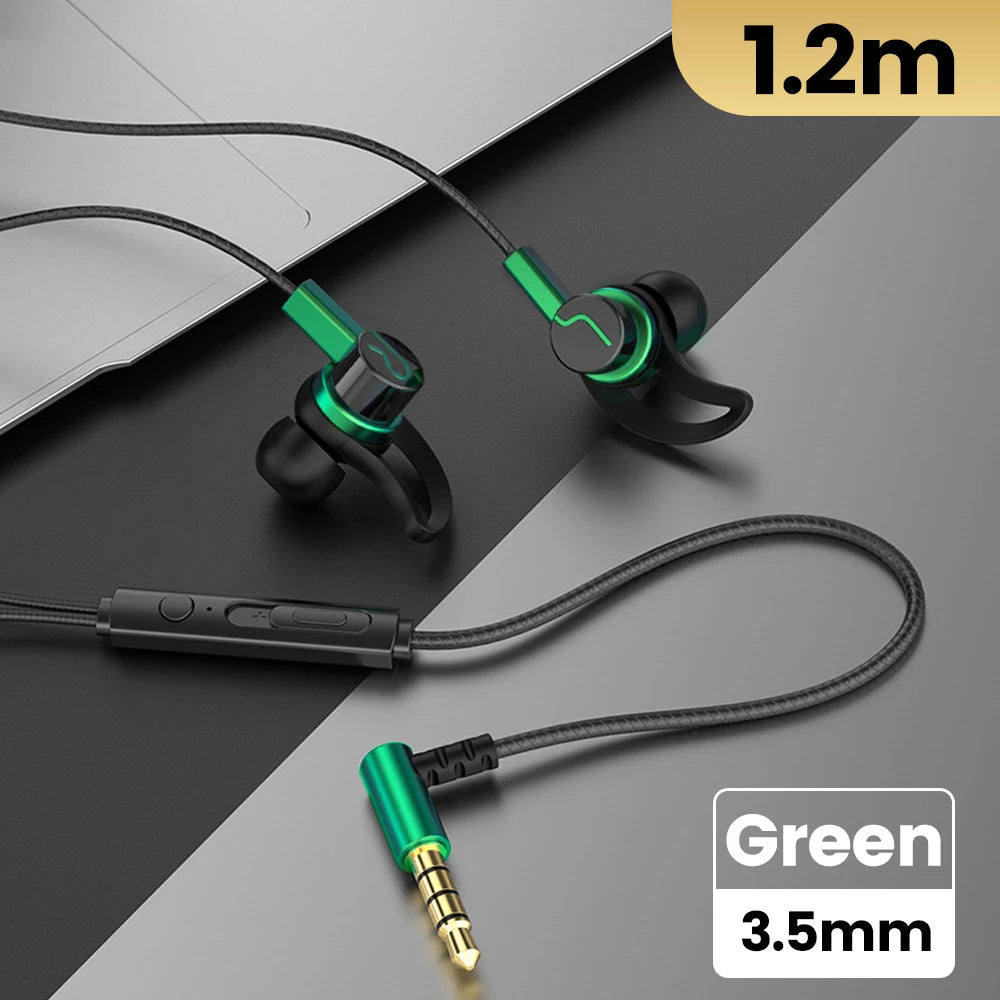 OLAF Earphones Wired Earbuds In Ear 3.5mm/Type-C 90 Degree Elbow Plug Headphones With Mic Headset Gamer Sports For Mobile Phones