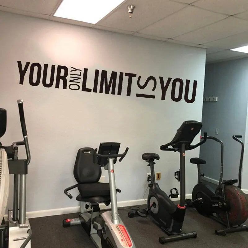 Large Your Only Limit is You Wall Sticker Office Gym Inspirational Motivational Quote Wall Decal Workout Exercise Vinyl Home Dec