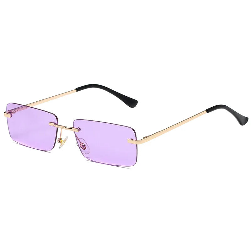 1PC Unisex Plastic Square Frame Fashio Rimless Sunglasses For Outdoor Beach Party Metal ins Trendy Sunglasses