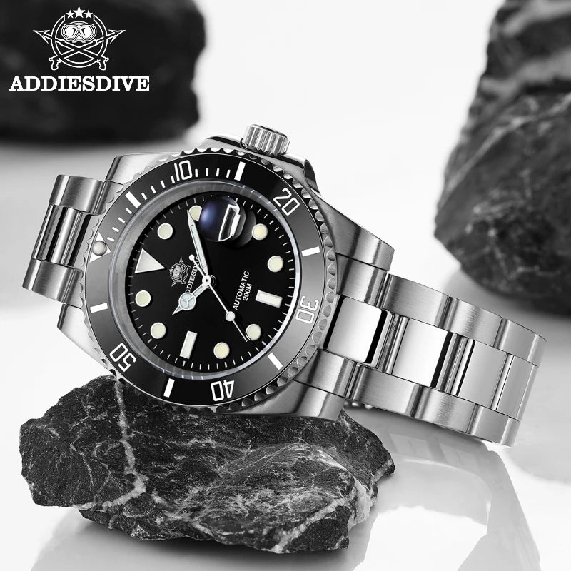 ADDIESDIVE Business Leisure Stainless Steel Watch Man In Europe America Automatic Mechanical Watches Various Colors Diving Watch