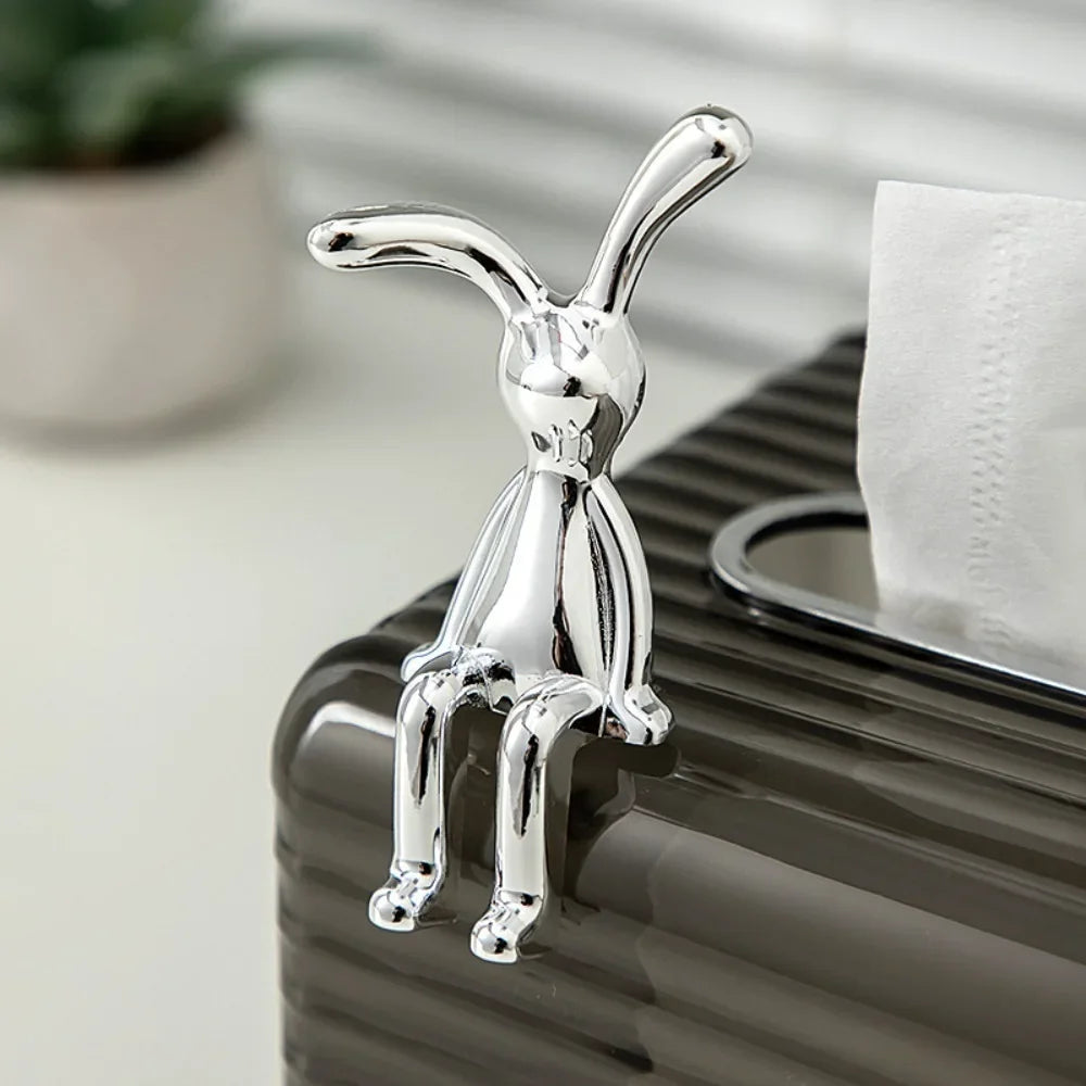 Rabbit Decorative Ornaments Cartoon Long Eared Rabbit Center Console Decor Pastable Plating Rabbit 3D Home Furnishings Ornament