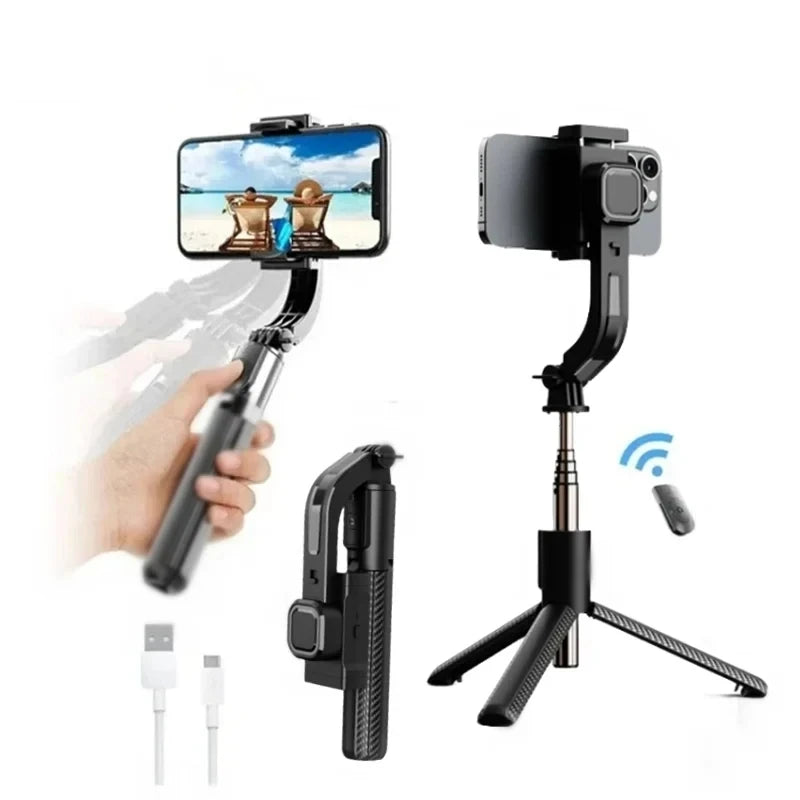 COOL DIER 2025 New Bluetooth Handheld Gimbal Stabilizer Mobile Phone Selfie Stick Adjustable Tripod for Smartphone Tiktok Live