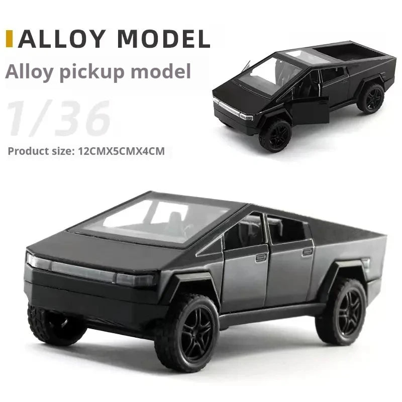 Tesla 1:36 Cybertruck Pickup SUV Alloy Car Model Diecast Metal Toy Off-Road Vehicle Pull Back Truck Toy Collection Children Gift