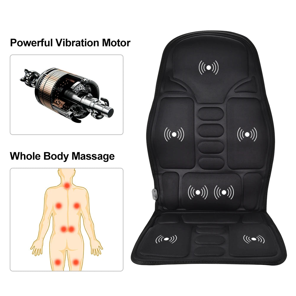 Massager Chair Pad Electric Heating Vibrating Cervical Neck Back Body Cushion Massag for Car Home Lumbar Mattress