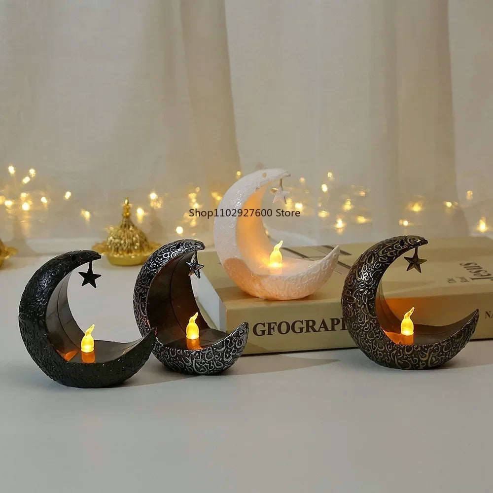 2025 Ramadan Decoration Star Moon LED Candlestick Lamp for Ramadan Kareem Islamic Muslim Home Decor Lamp Eid Mubarak Party Gifts