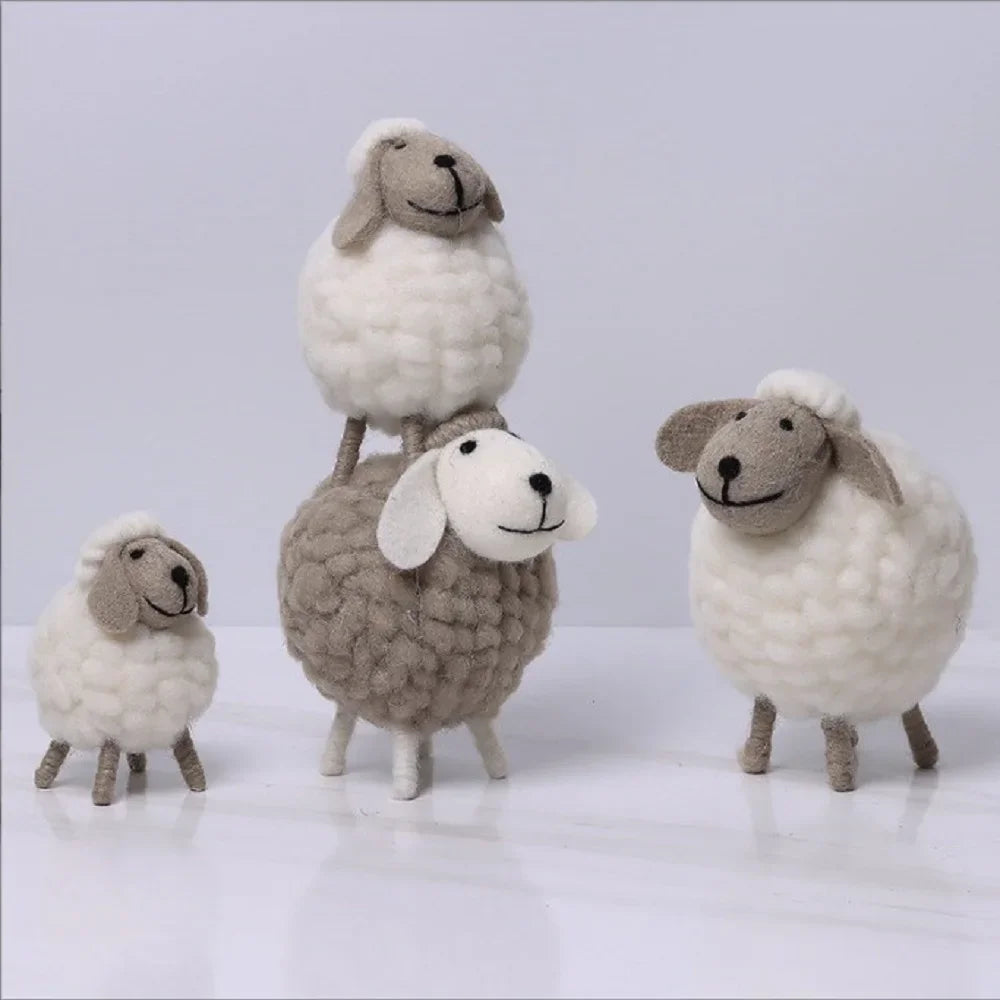 Scandinavian Ins Style Cute Felt Sheep Ornaments Desktop Decorations Children's Room Personality Girl Desk Small Ornaments