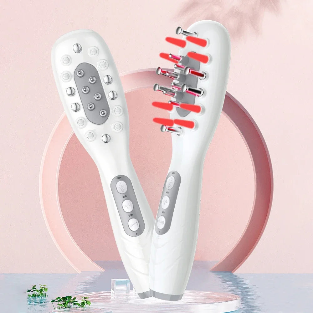 Electric Massage Comb Scalp Applicator Essence Oil Applicator Massage Comb Blue & Red Light Hair Comb Head Massage Device Comb