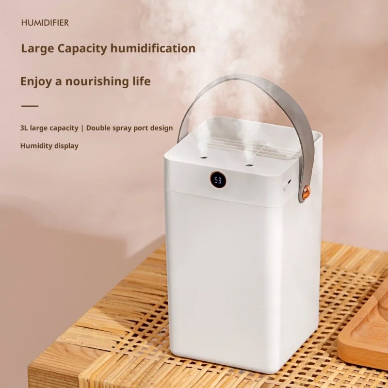 Home dual spout mist humidifier large capacity digital display with dual spout mute Fogger portable  Office USB Air Humidifier