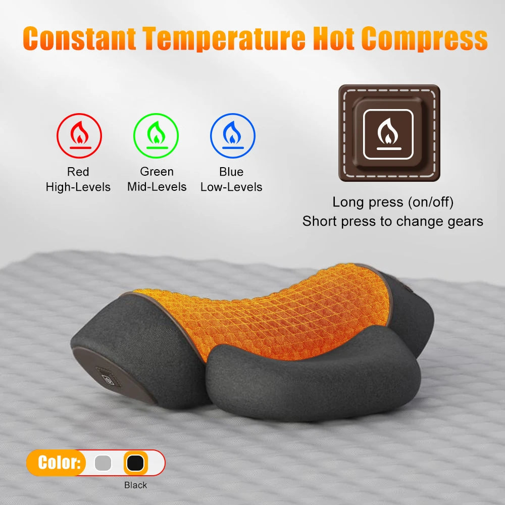 Electric Heating Cervical Massager Pillow Hot Compress Vibration Massage Neck Traction Relax Sleeping Pillow Spine Support