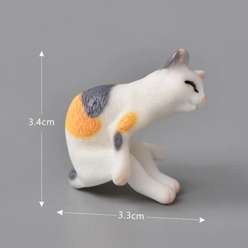 Resin Cats Ornament Kitten Figurine Animal Miniature Fairy Garden Doll House Decoration DIY Micro Landscape Home Decor