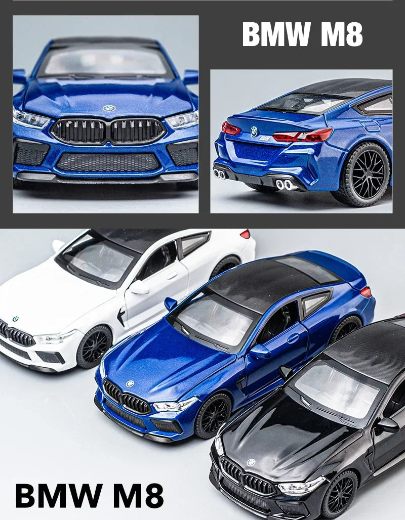 1:32 BMW series M8 Supercar Alloy Diecasts & Toy Vehicles Metal Toy Car Model Sound and light Collection Kids Toy