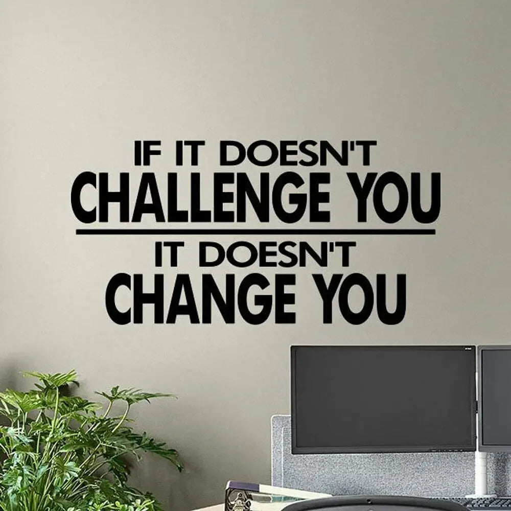 Gym Wall Decal Poster Motivational Quote If It Doesn't Challenge You It Doesn't Change You Vinyl Sticker Fitness Workout P337