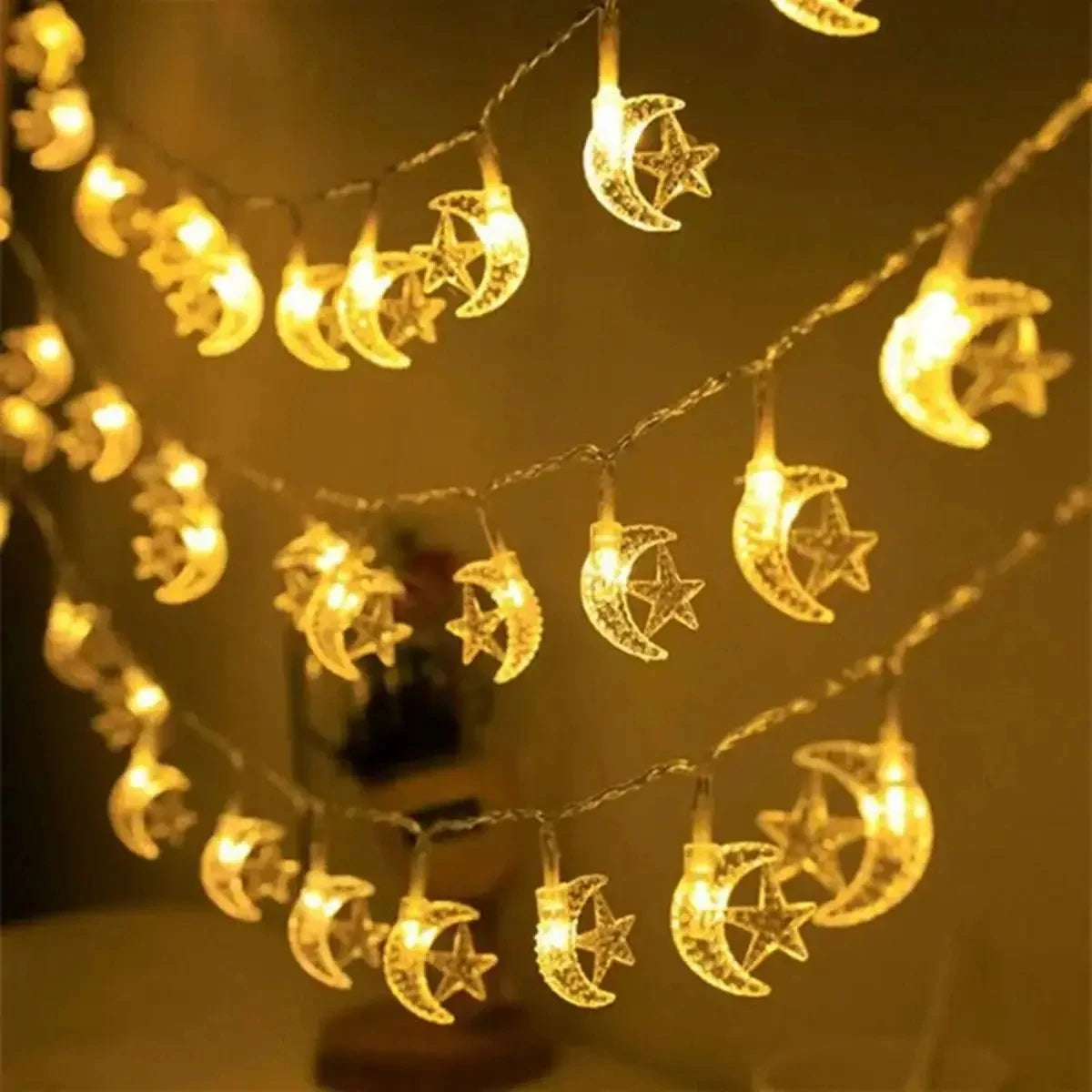 Eid Mubarak Moon Star Led String Lights Ramadan Decoraion for Home 2025 Ramadan Kareem Muslim Islam Al Adha Party Supplies