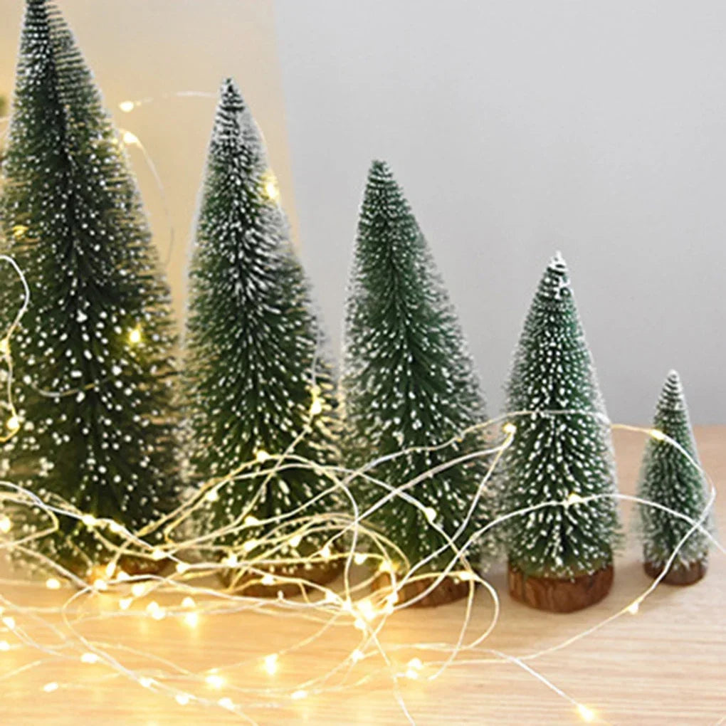 Mini Pine Christmas Tree Artificial Tabletop Decorations Festival Plastic Miniature Trees 2021 New Year Decorations for Xmas