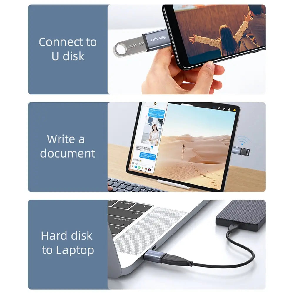 Essager OTG Adapter Type C USB 3.0 Type C USB C Male To USB Female Converter For Macbook Xiaomi Samsung S20 USBC OTG Connector